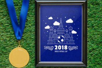 Free World Football Cup Medal Mockup in PSD
