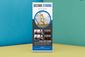 Gym Roll Up Banner PSD Mockup Available for Free