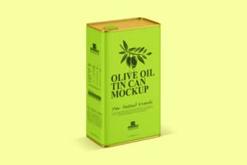 Olive Oil Tin Can PSD Mockup Available for Free