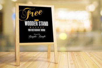 Wooden Stand Menu Mockup for Restaurant Promotion