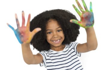 Free African American Girl Plus Hand Painting Mockup