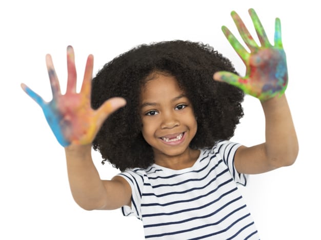 African American Girl Plus Hand Painting