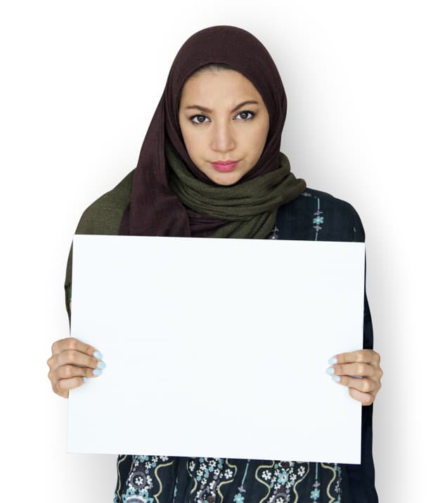 Arab Woman Holding Blank Board