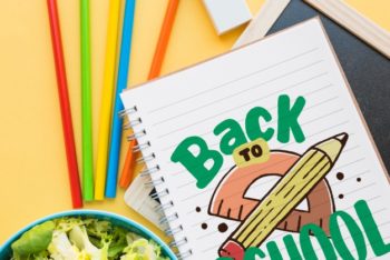 Free School Supplies Plus Salad Mockup in PSD