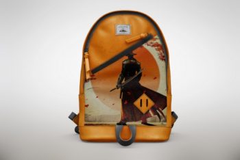 Free Cool Orange Backpack Mockup in PSD
