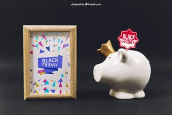 Free Black Friday Plus Piggy Bank Mockup in PSD