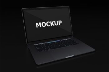 Free Elegant Black Laptop Mockup in PSD