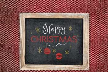 Free Happy Christmas Chalkboard Mockup in PSD