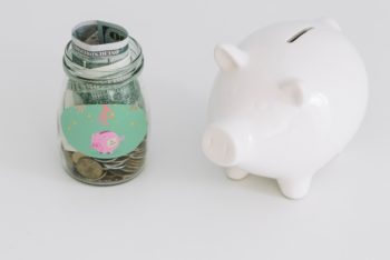 Free Savings Money Plus Piggy Bank Mockup