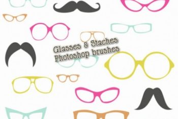 Free Mustaches Plus Eyeglasses Mockup in PSD