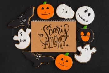 Spiral Notebook Cover Mockup – Available with a Superb Halloween Theme