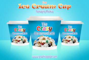 Colorful Ice cream Cup PSD Mockup Available for Free