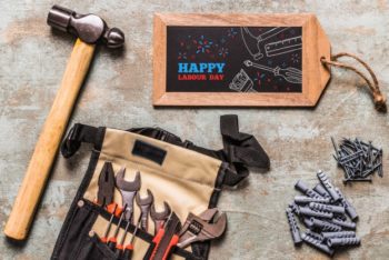 Free Handy Carpentry Tools Mockup in PSD