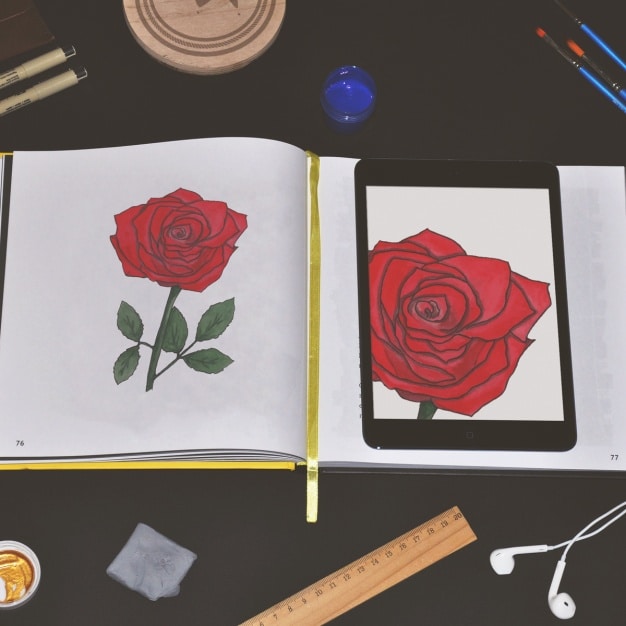 Notebook Rose Drawing Plus Tablet