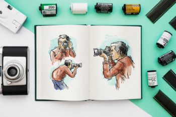 Free Open Photography Book Mockup in PSD