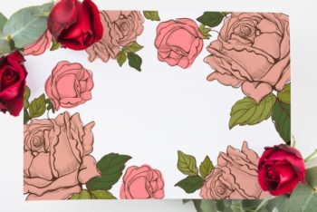 Free Rose Flower Placard Mockup in PSD