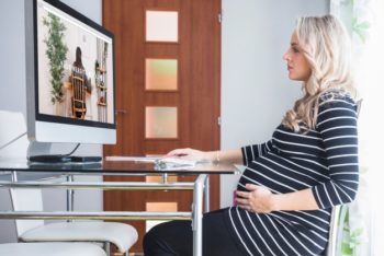 Free Working Pregnant Woman Mockup in PSD