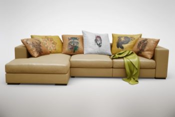 Free Realistic Comfy Sofa Mockup in PSD