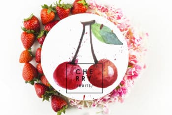 Free Cherry Plus Strawberry Mockup in PSD