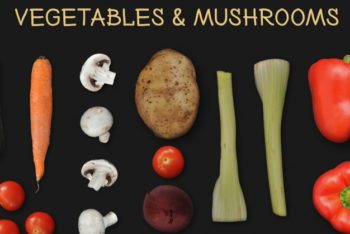 Free Vegetables Plus Mushrooms Mockup in PSD