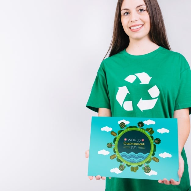 Woman Plus Recycling Concept
