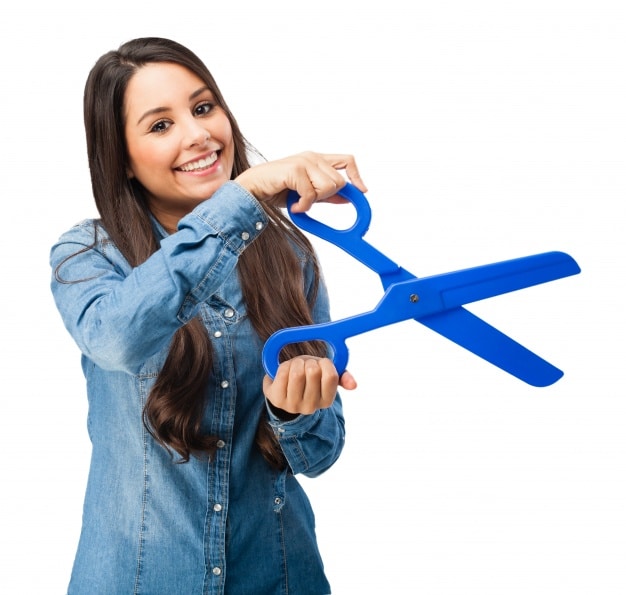 Woman Holding Large Scissors