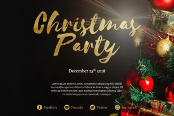 Free Merry Christmas Party Invitation Mockup in PSD