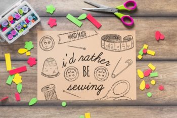 Free Creative Sewing DIY Kit Mockup in PSD