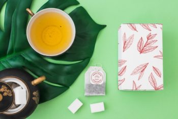 Free Creative Top View Tea Session Mockup in PSD