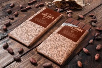 Free Cooking Chocolate Plus Almonds Mockup in PSD