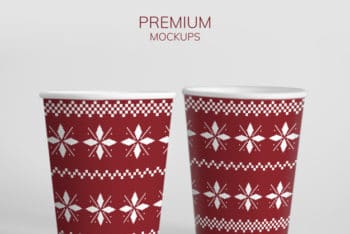 Free Christmas Party Paper Cup Mockup in PSD