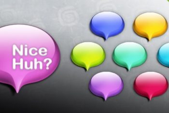 Free Glossy Colorful Speech Bubbles Mockup in PSD