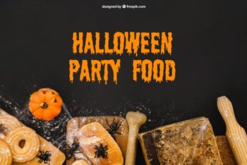 Free Halloween Party Food Mockup in PSD