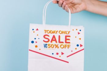Free Shopping Bag Plus Sale Showcase Mockup in PSD