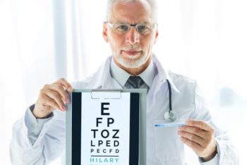 Free Optometrist Plus Eyesight Exam Mockup in PSD