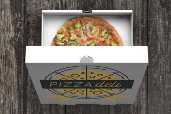 Free Open Veggie Pizza Box Mockup in PSD