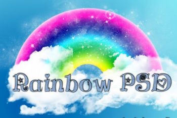 Free Cute Rainbow Design Mockup in PSD