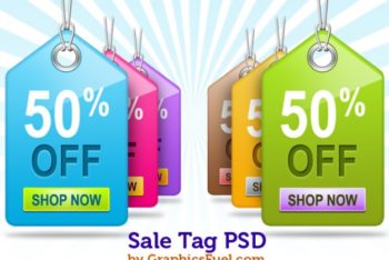 Free Colorful Sale Tags Mockup in PSD