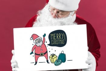 Free Santa Claus Plus Paper Sign Mockup in PSD