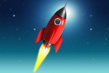 Free Launching Space Rocket Mockup in PSD