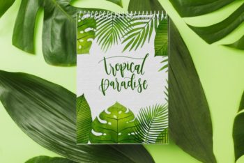 Free Tropical Notebook Design Mockup in PSD