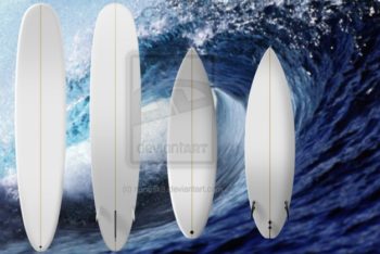 Free Surfboard Plus Wave Background Mockup in PSD