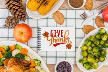 Free Complete Thanksgiving Feast Mockup in PSD