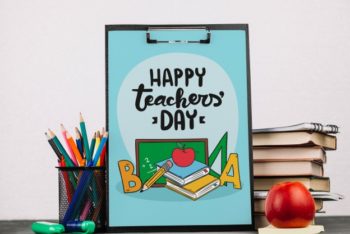 Free Teachers Day Clipboard Plus Apple Mockup in PSD