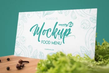Food Menu Card PSD Mockup – Available in Print-ready Format