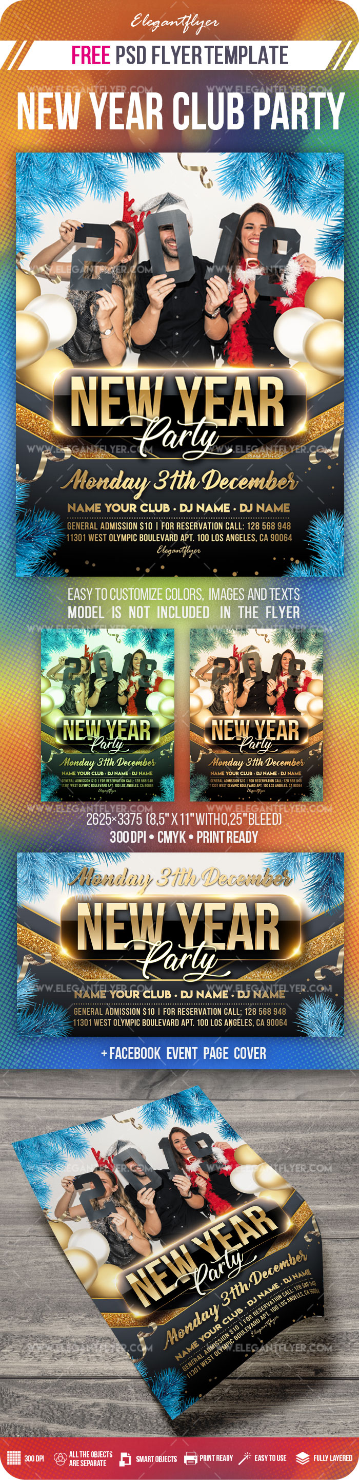New Year Party Free Flyer PSD Mockup