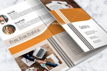 Download Free A4 Tri-Fold Business Brochure PSD Mockup
