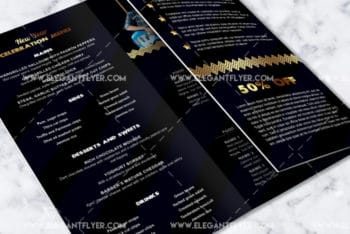 Free New Year Event Tri-Fold Brochure PSD Mockup Download