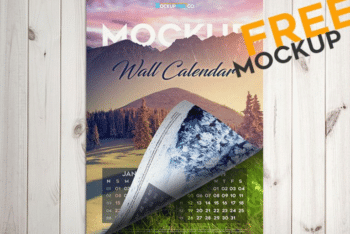 Free Wall Calendar PSD Mockup Download