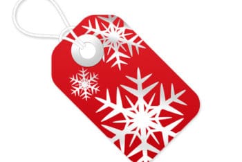 Free Red Plus White Christmas Tag Mockup in PSD